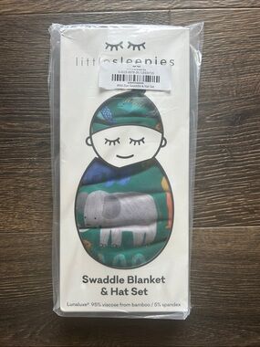 Wild Zoo Swaddle Blanket & Hat Set - Little Sleepies